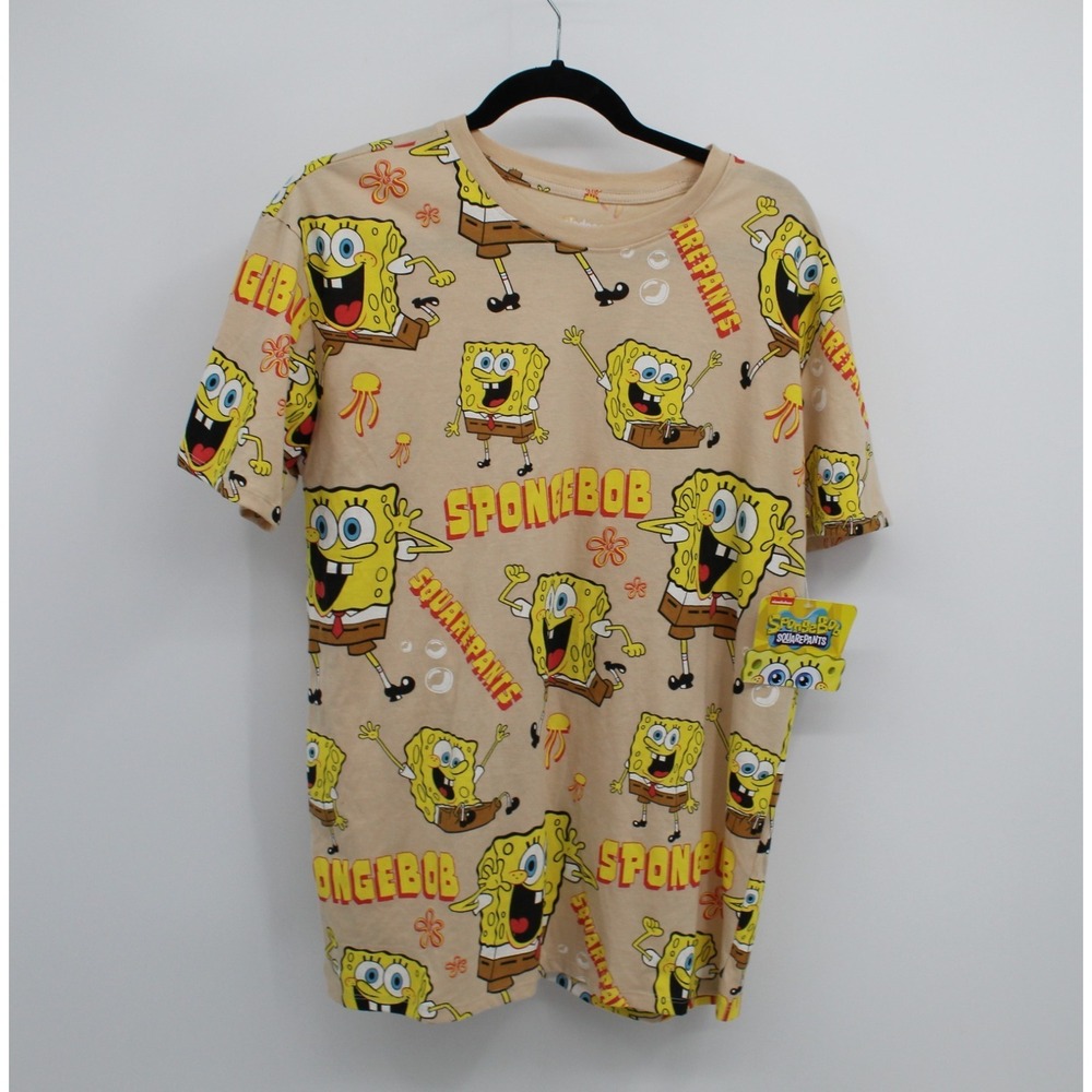 SPONGEBOB‎ ALL OVER PRINT GRAPHIC TSHIRT NWT FUNNY  COMIC CARTOON SZ L